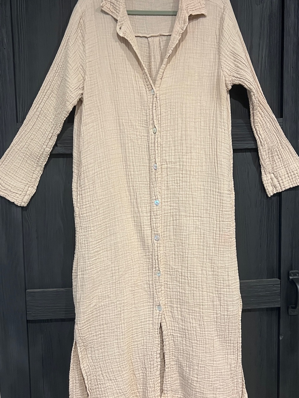 Honest Cotton, Shell Shirt Dress, Beige, L